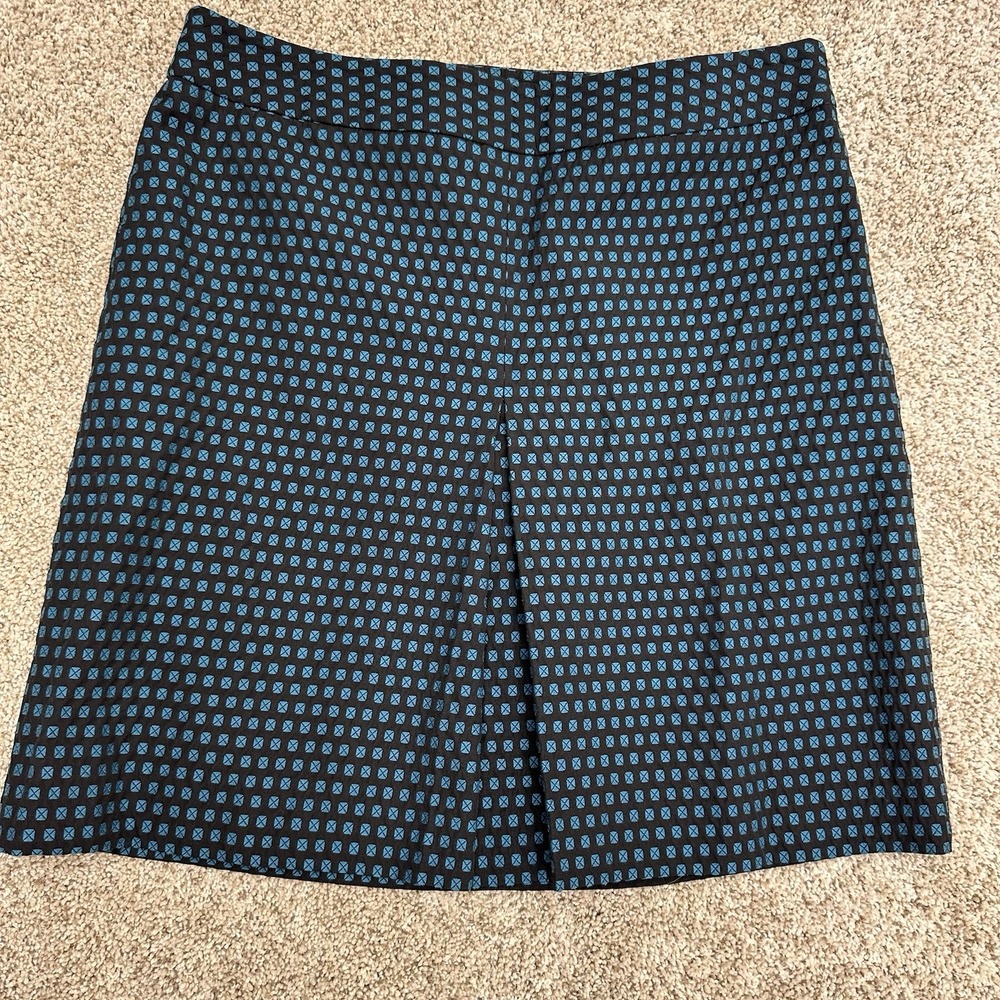 Ann Taylor Loft Skirt Size 10 Blue Black Patterned Lined Office Business Casual